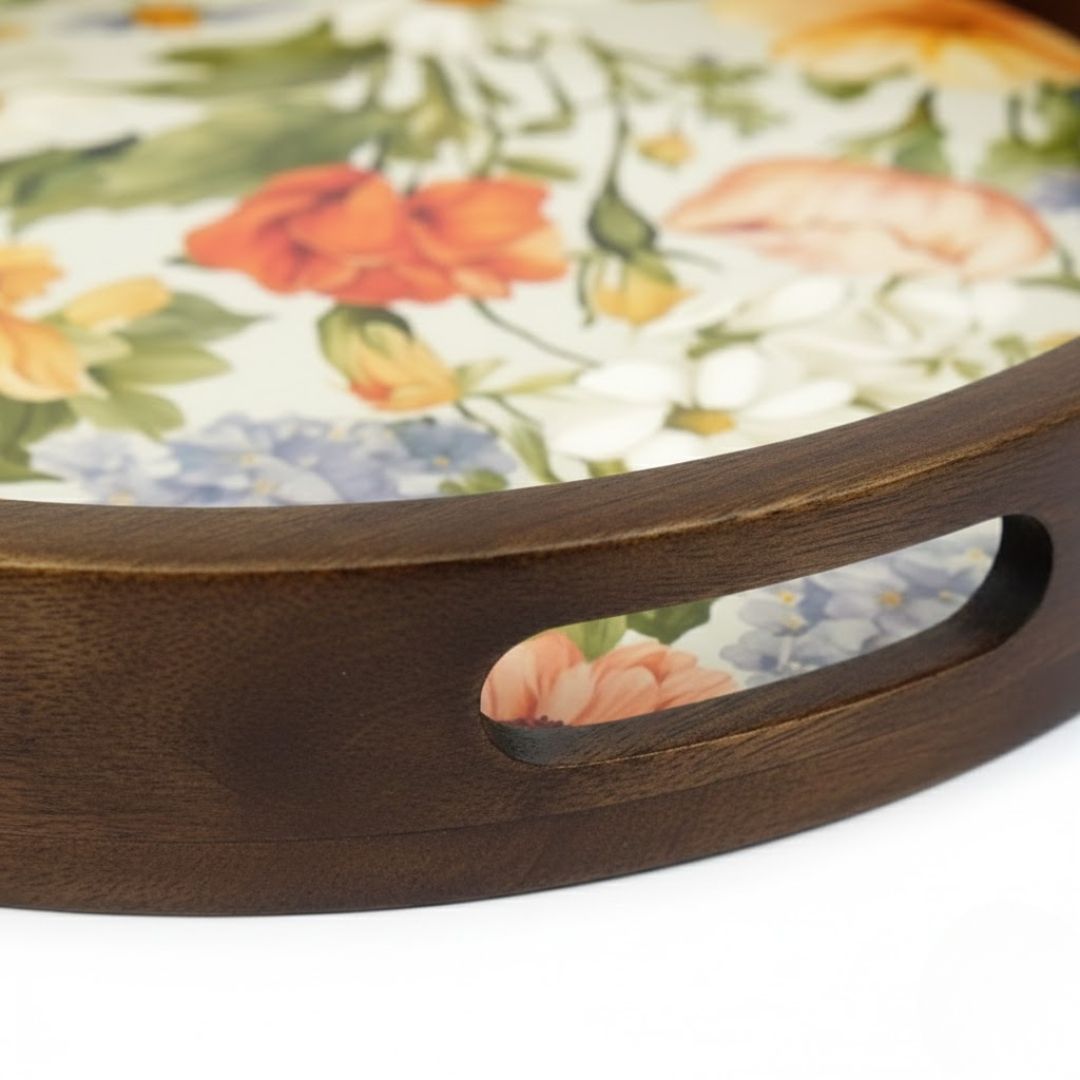 Enamel Floral Serving Tray - Elegant Kitchenware 018